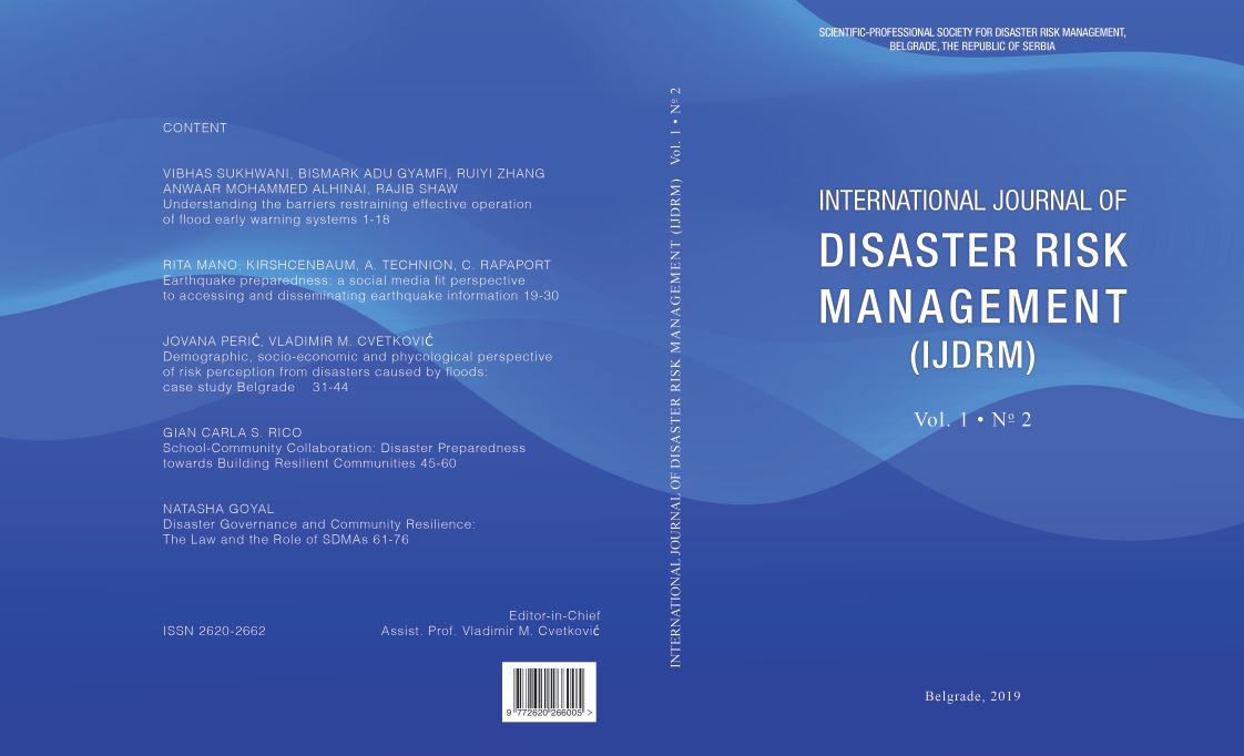 Cover image - International Journal of Disaster Risk Management (IJDRM)